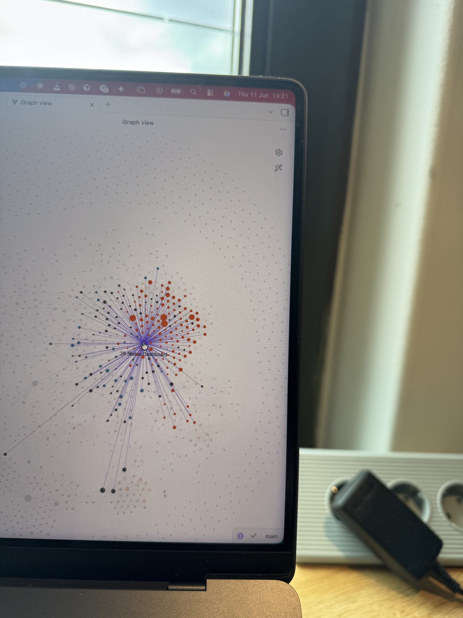 Knowledge graph van de vault — elke node een notitie