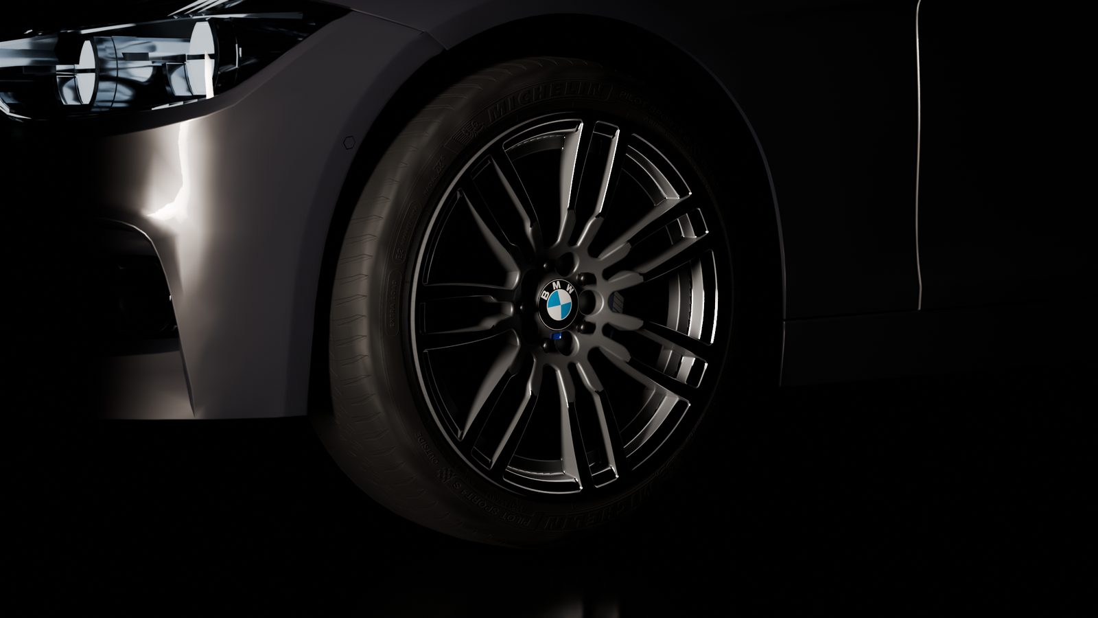 Render — 403M-velg, blauwe remklauw